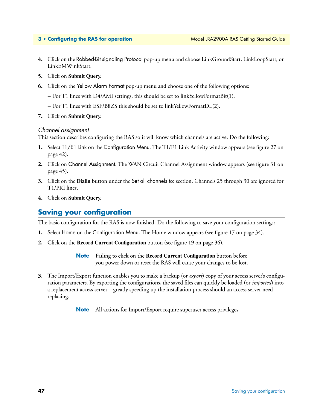 Black Box LRA2900A manual Saving your conﬁguration 