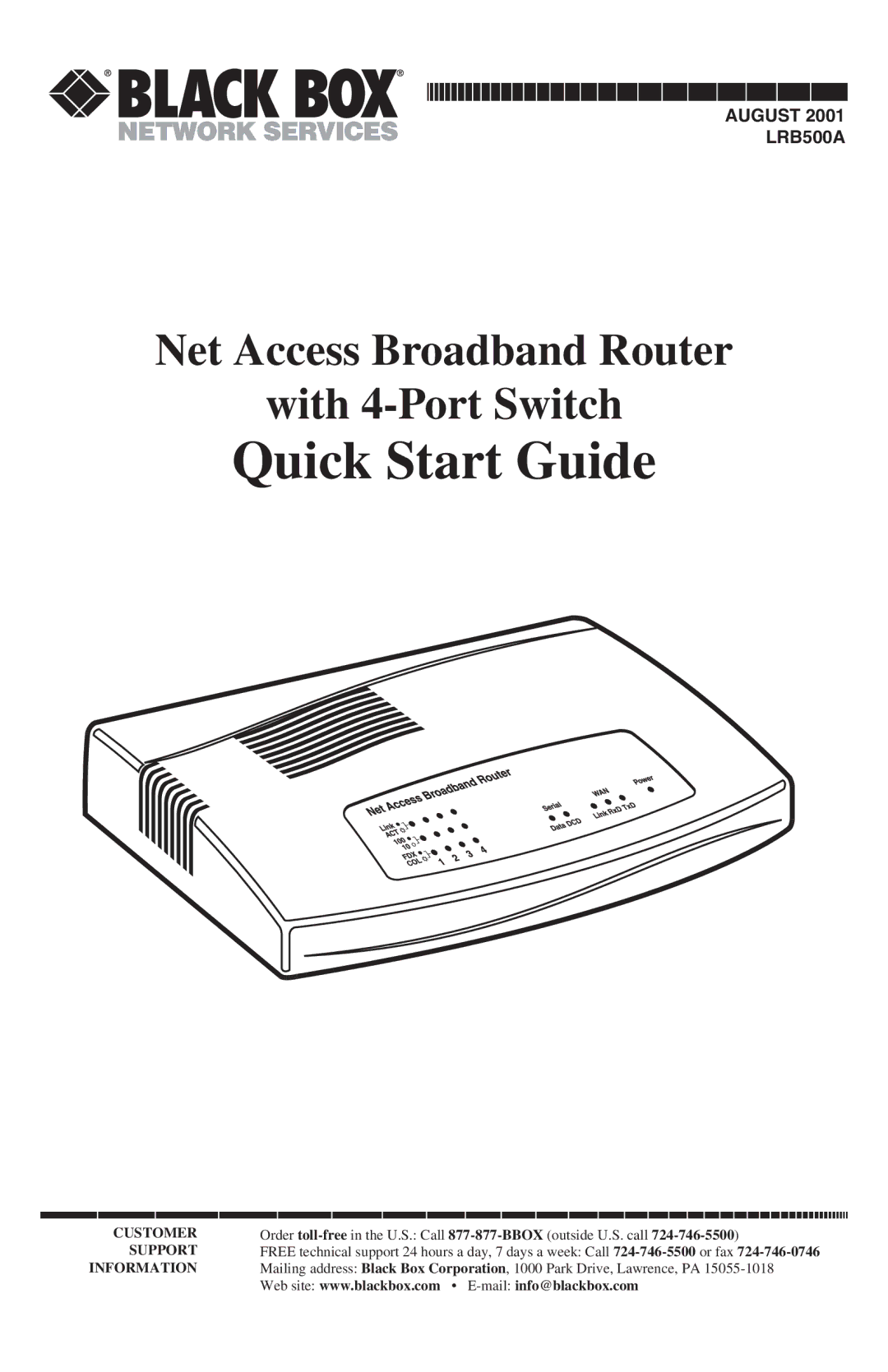 Black Box LRB500A quick start Quick Start Guide 