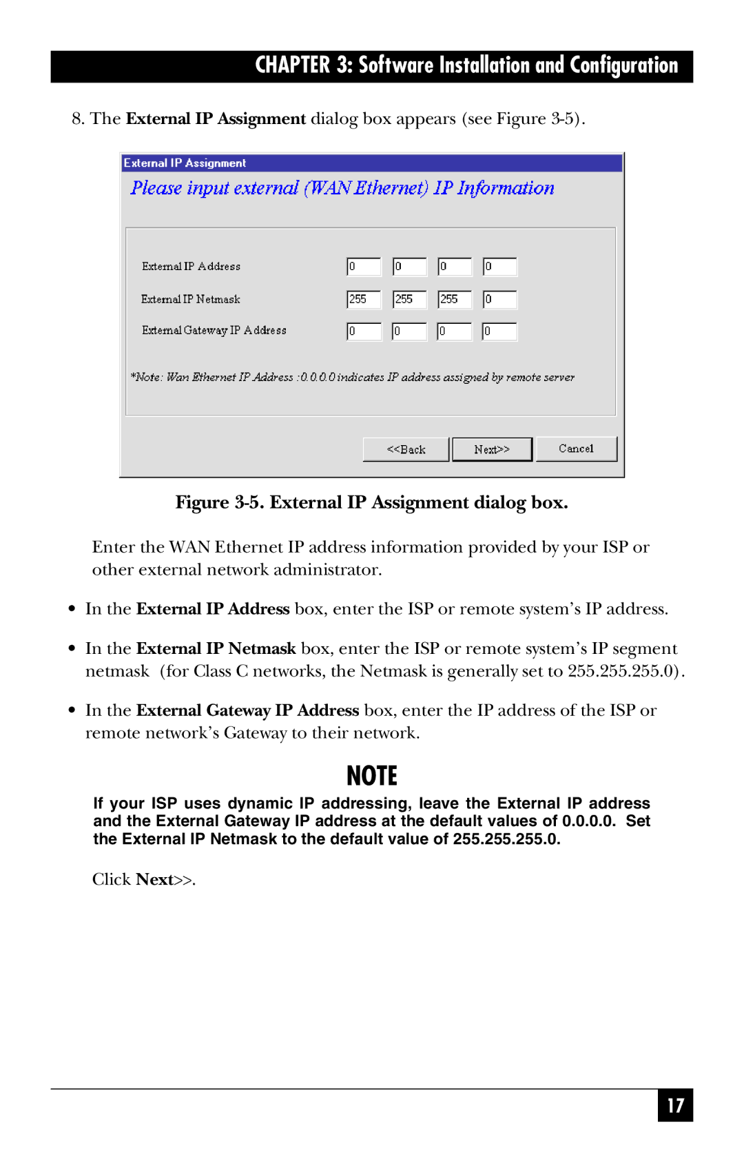 Black Box LRB500A quick start External IP Assignment dialog box 