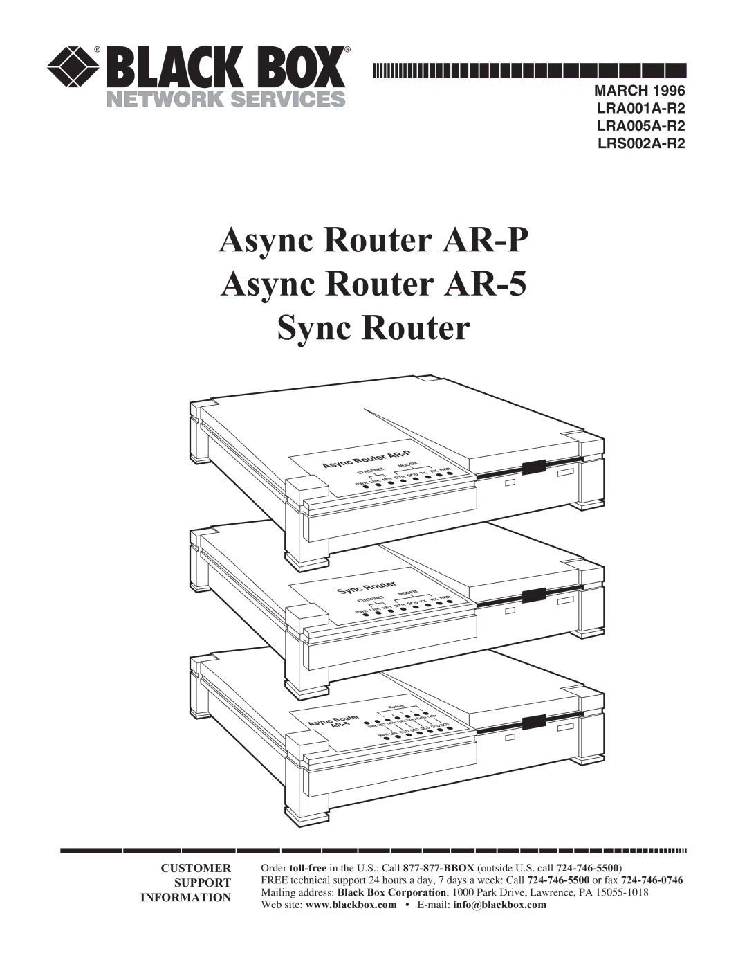 Black Box LRA005A-R2, LRS002A-R2, LRA001A-R2 manual Async Router AR-P Async Router AR-5 Sync Router 