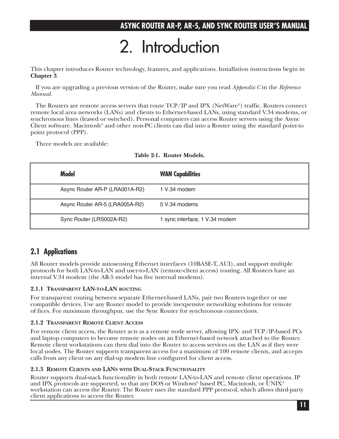 Black Box LRA001A-R2, LRS002A-R2, LRA005A-R2 manual Introduction, Applications, Router Models 