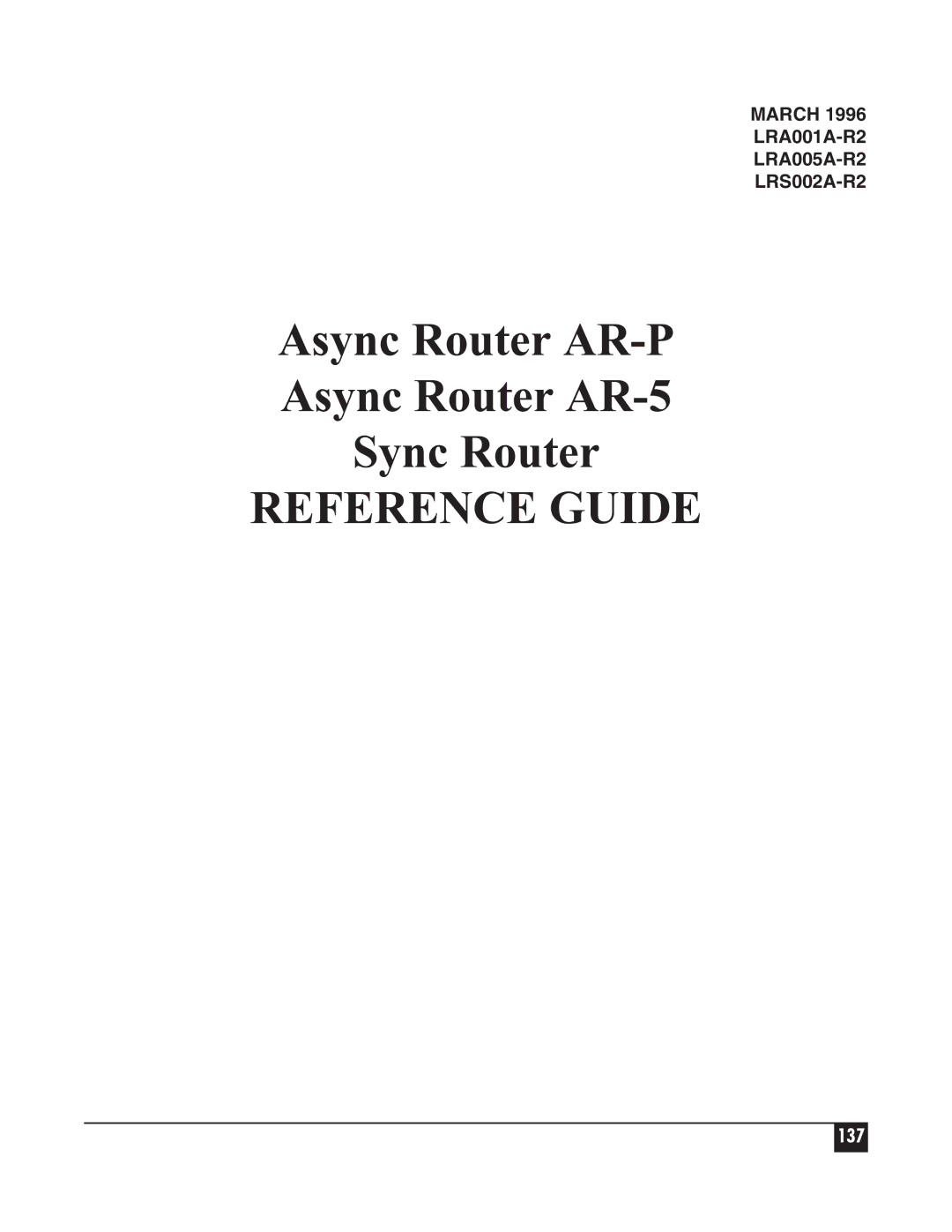 Black Box LRA001A-R2, LRS002A-R2, LRA005A-R2 manual Reference Guide, 137 