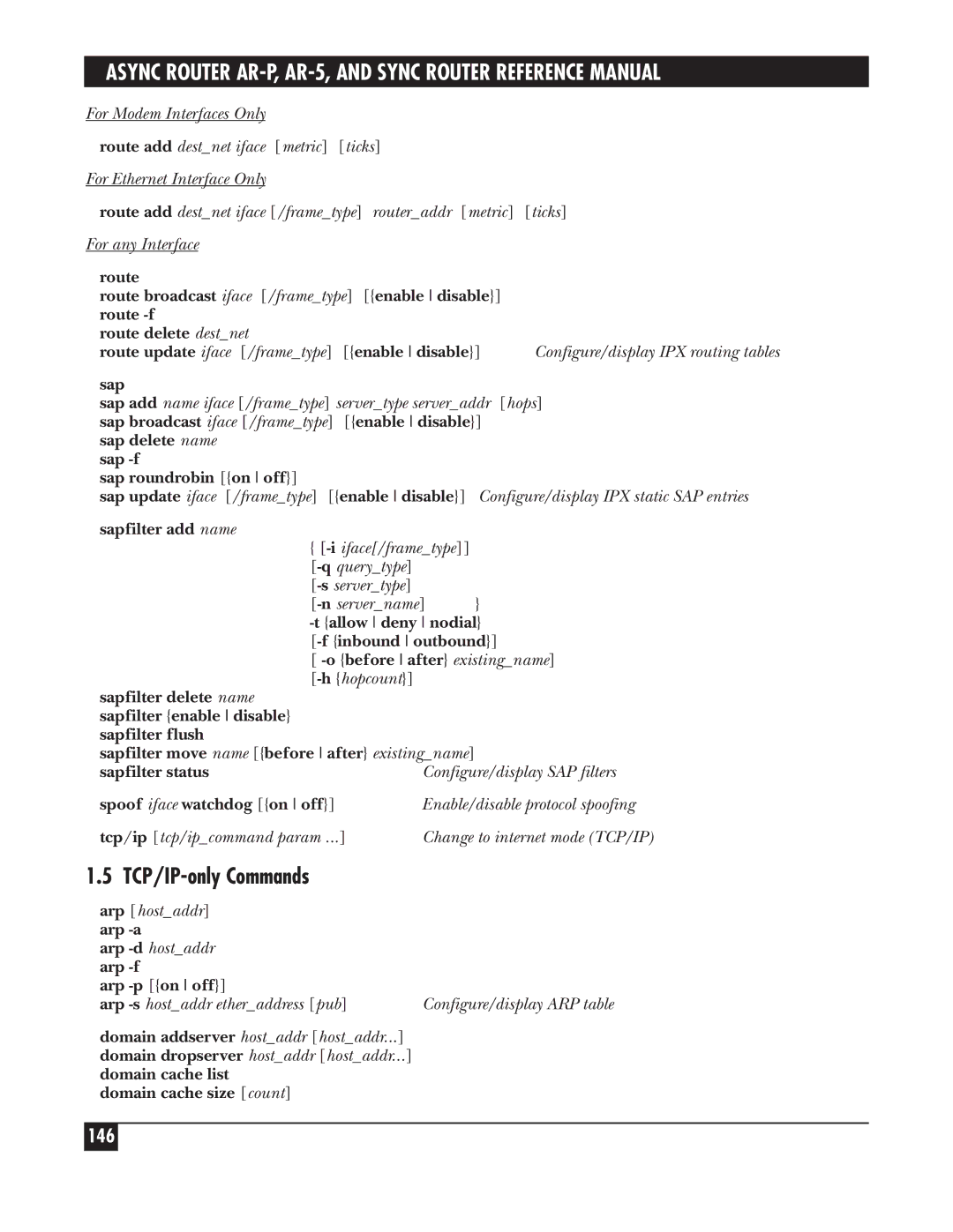 Black Box LRA001A-R2, LRS002A-R2, LRA005A-R2 manual TCP/IP-only Commands, 146 