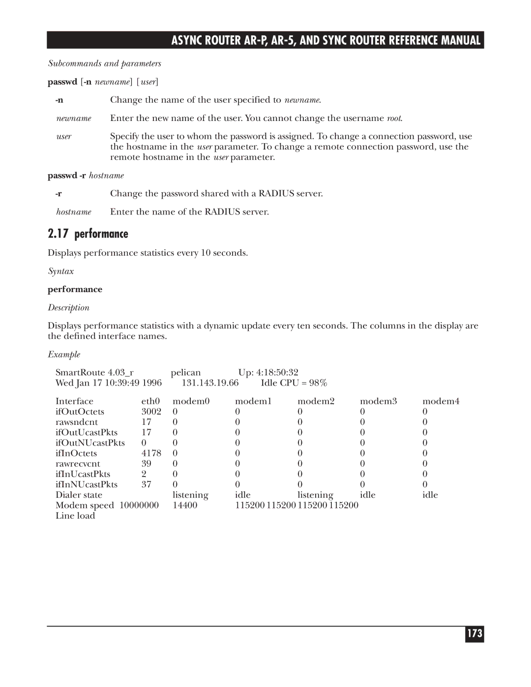 Black Box LRA001A-R2, LRS002A-R2, LRA005A-R2 manual Performance, 173 