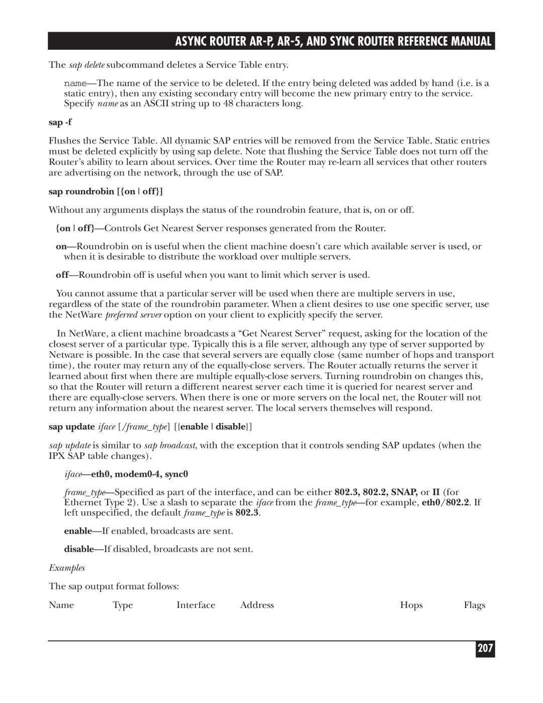 Black Box LRS002A-R2, LRA005A-R2, LRA001A-R2 manual 207, Sap -f 