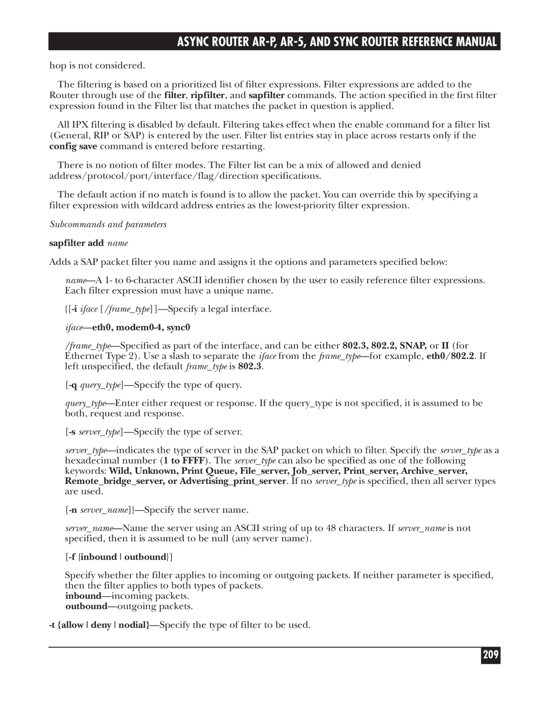 Black Box LRA001A-R2, LRS002A-R2, LRA005A-R2 manual 209, Subcommands and parameters 