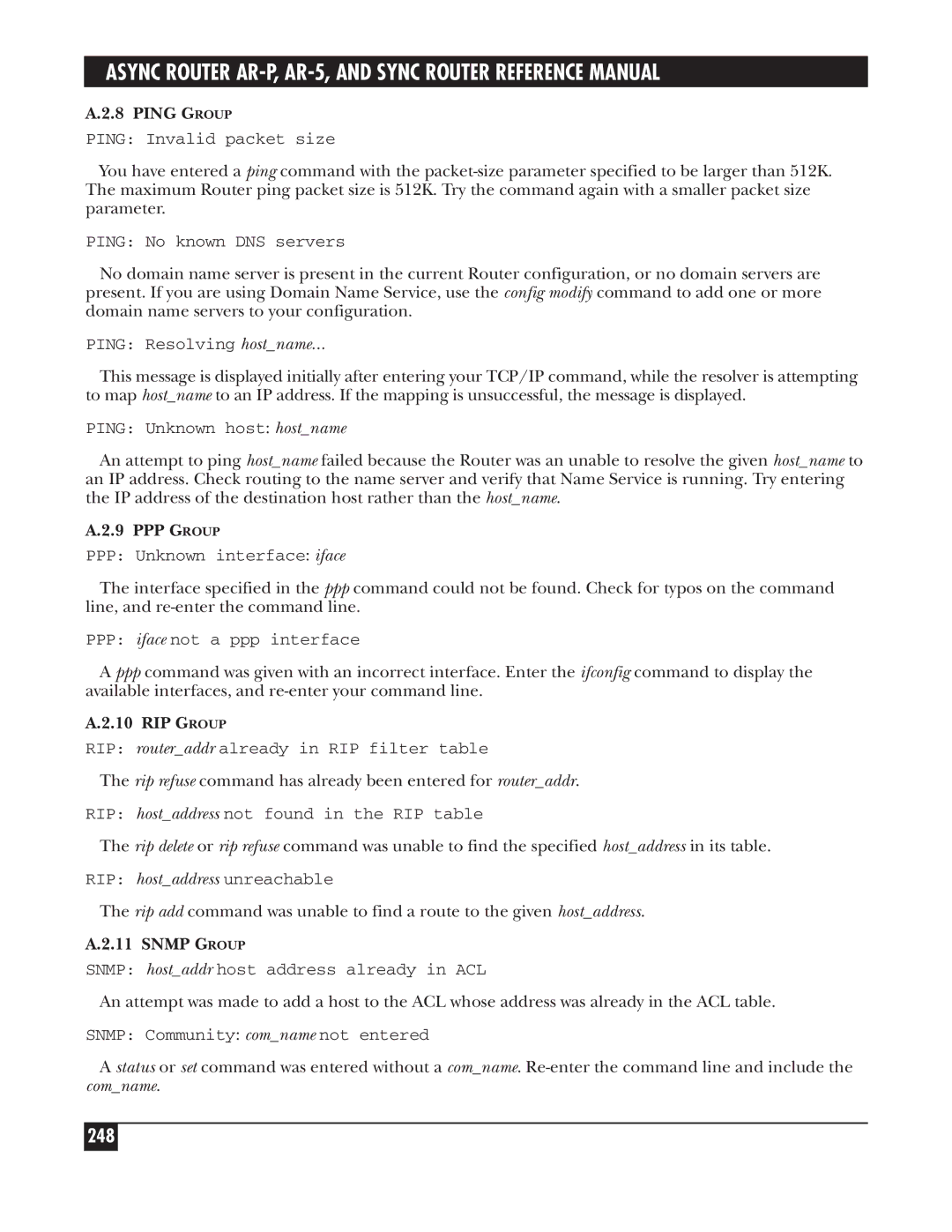 Black Box LRA001A-R2, LRS002A-R2, LRA005A-R2 manual 248, Ping Group, PPP Group 