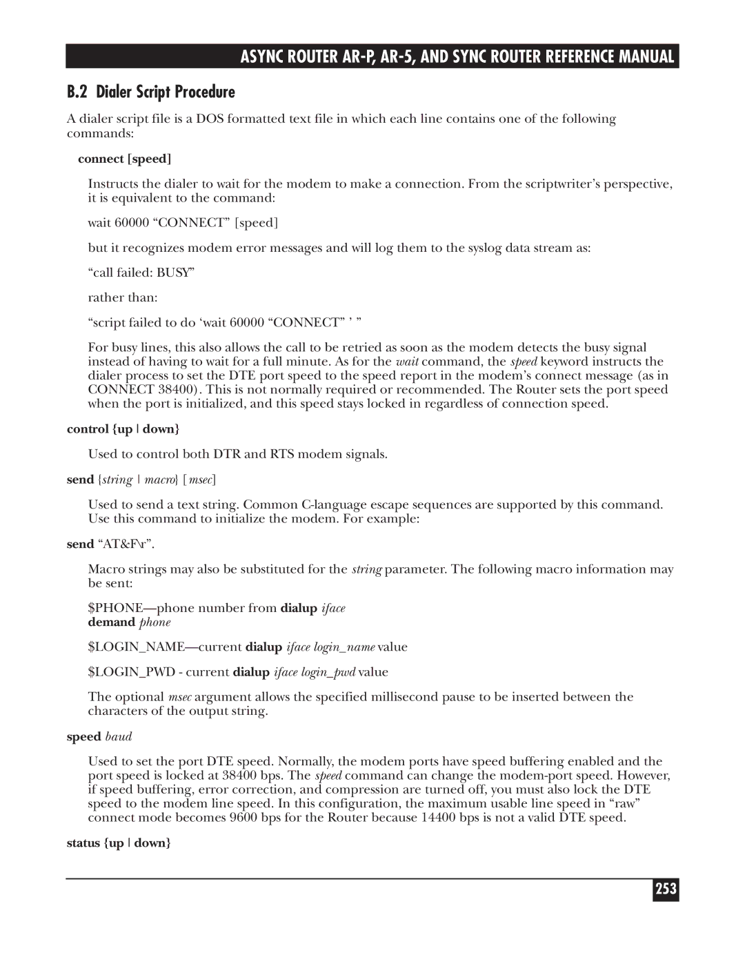 Black Box LRA005A-R2, LRS002A-R2, LRA001A-R2 manual Dialer Script Procedure, 253 