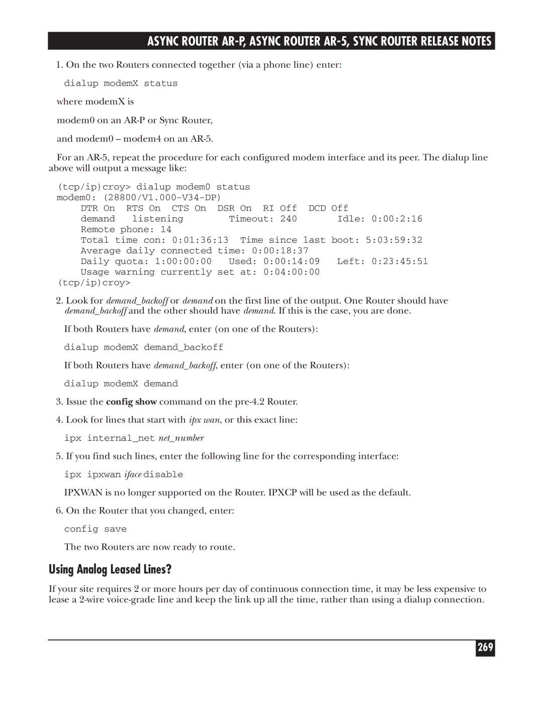 Black Box LRA001A-R2, LRS002A-R2, LRA005A-R2 manual Using Analog Leased Lines?, 269 