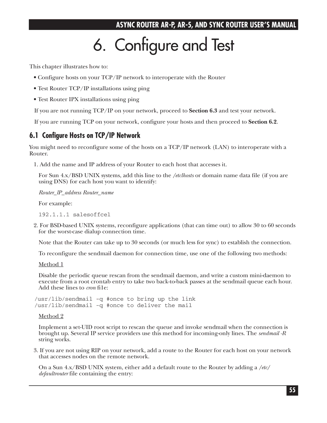 Black Box LRA005A-R2, LRS002A-R2 manual Configure and Test, Configure Hosts on TCP/IP Network, RouterlPaddress Routername 