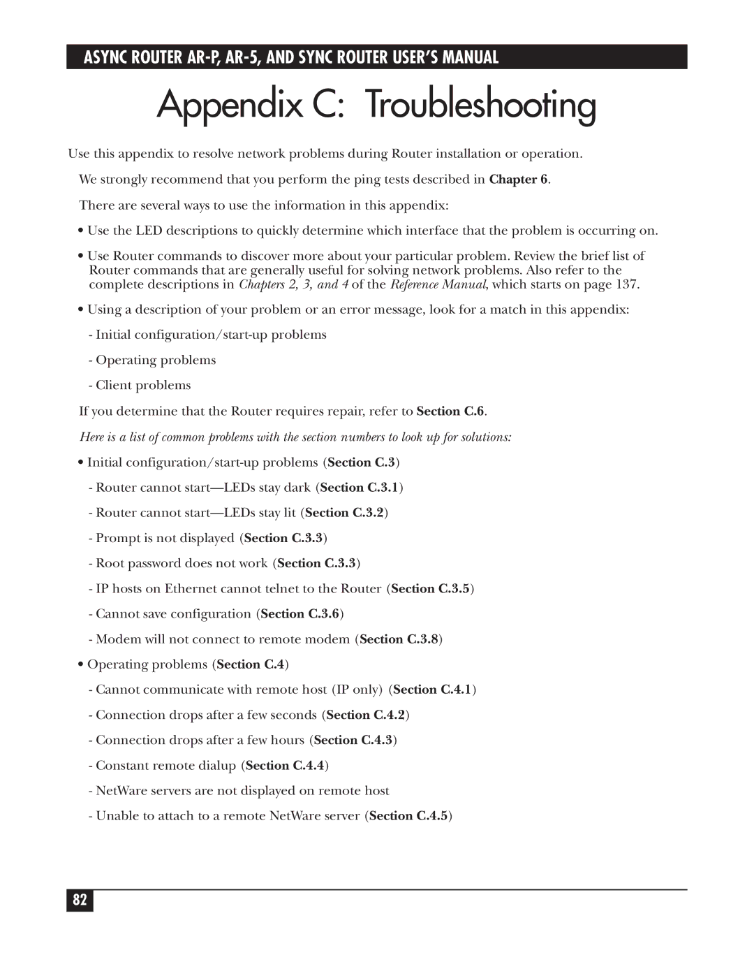 Black Box LRA005A-R2, LRS002A-R2, LRA001A-R2 manual Appendix C Troubleshooting 