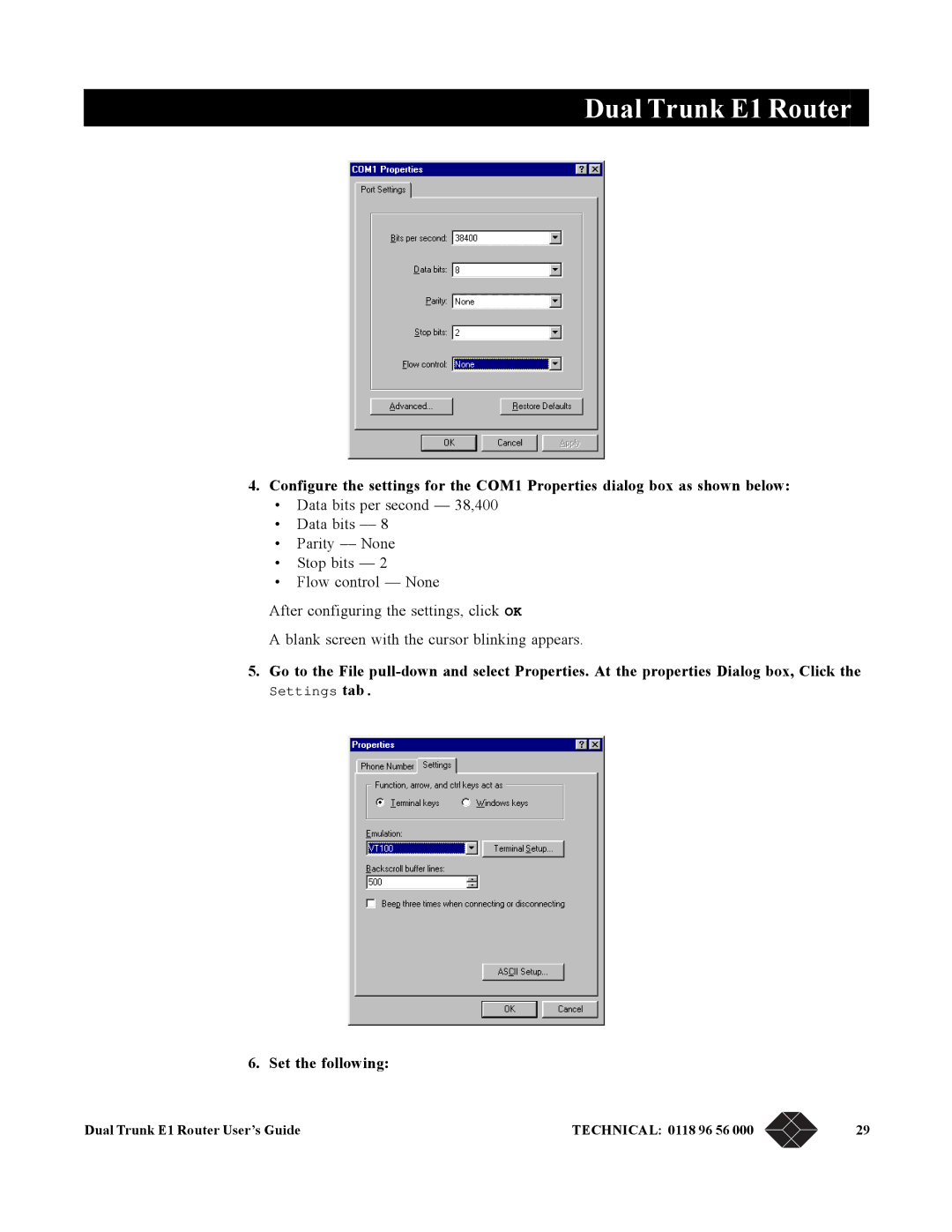 Black Box LRU4240 manual Set the following 