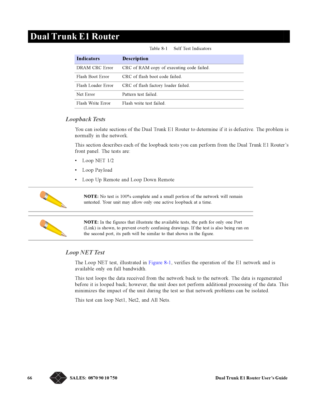 Black Box LRU4240 manual Loopback Tests, Loop NET Test 