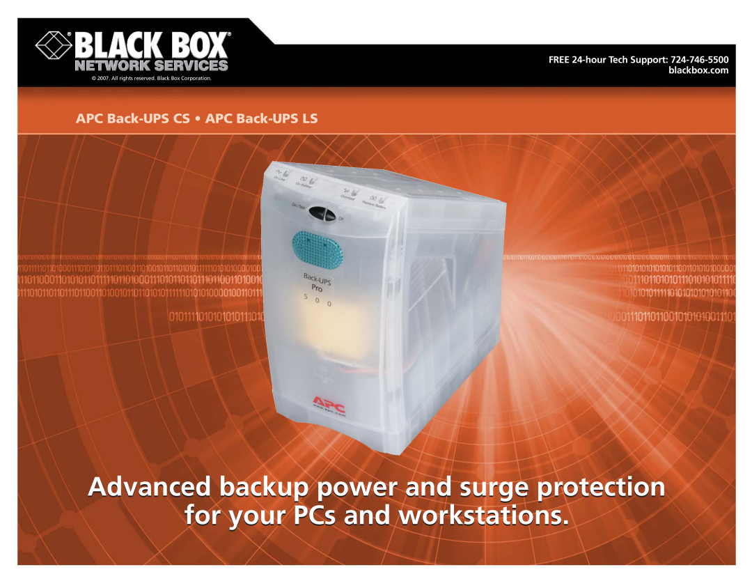 Black Box CS, LS manual Advanced backup power and surge protection, for your PCs and workstations 