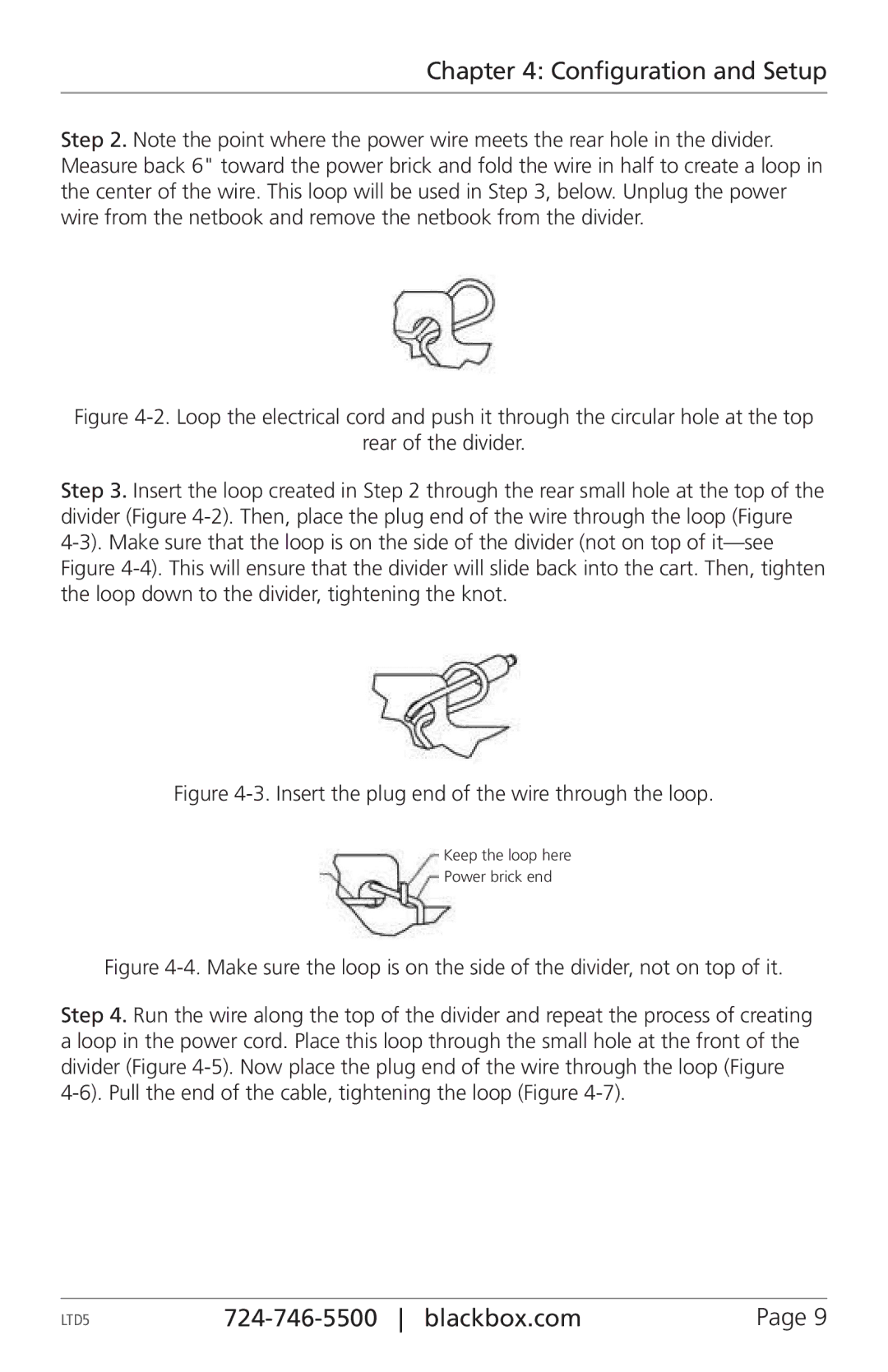 Black Box LTD8B, LTD5B manual Insert the plug end of the wire through the loop 