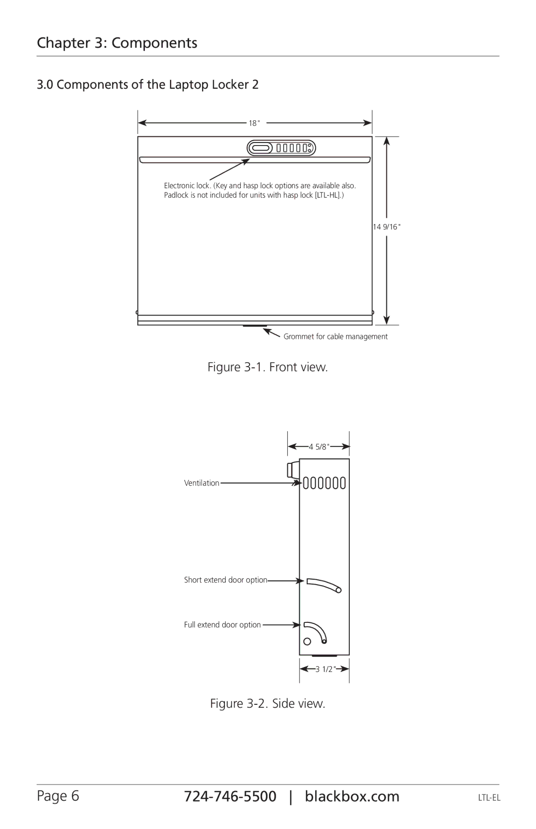 Black Box LTL-HL, LTL-EL, LTL-KL manual Components of the Laptop Locker 