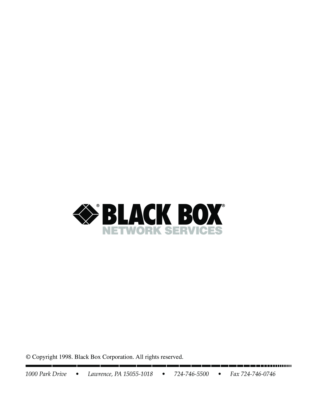 Black Box LW004A, LW012AE, LW011AE, LW008A, LW005A, LW009A manual Copyright 1998. Black Box Corporation. All rights reserved 