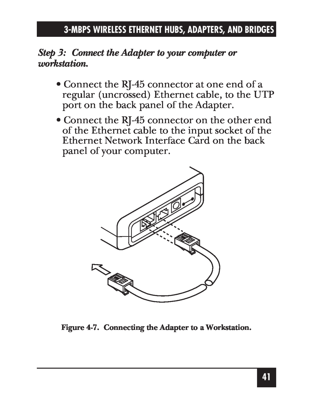 Black Box LW008A, LW012A Connect the Adapter to your computer or workstation, 7. Connecting the Adapter to a Workstation 