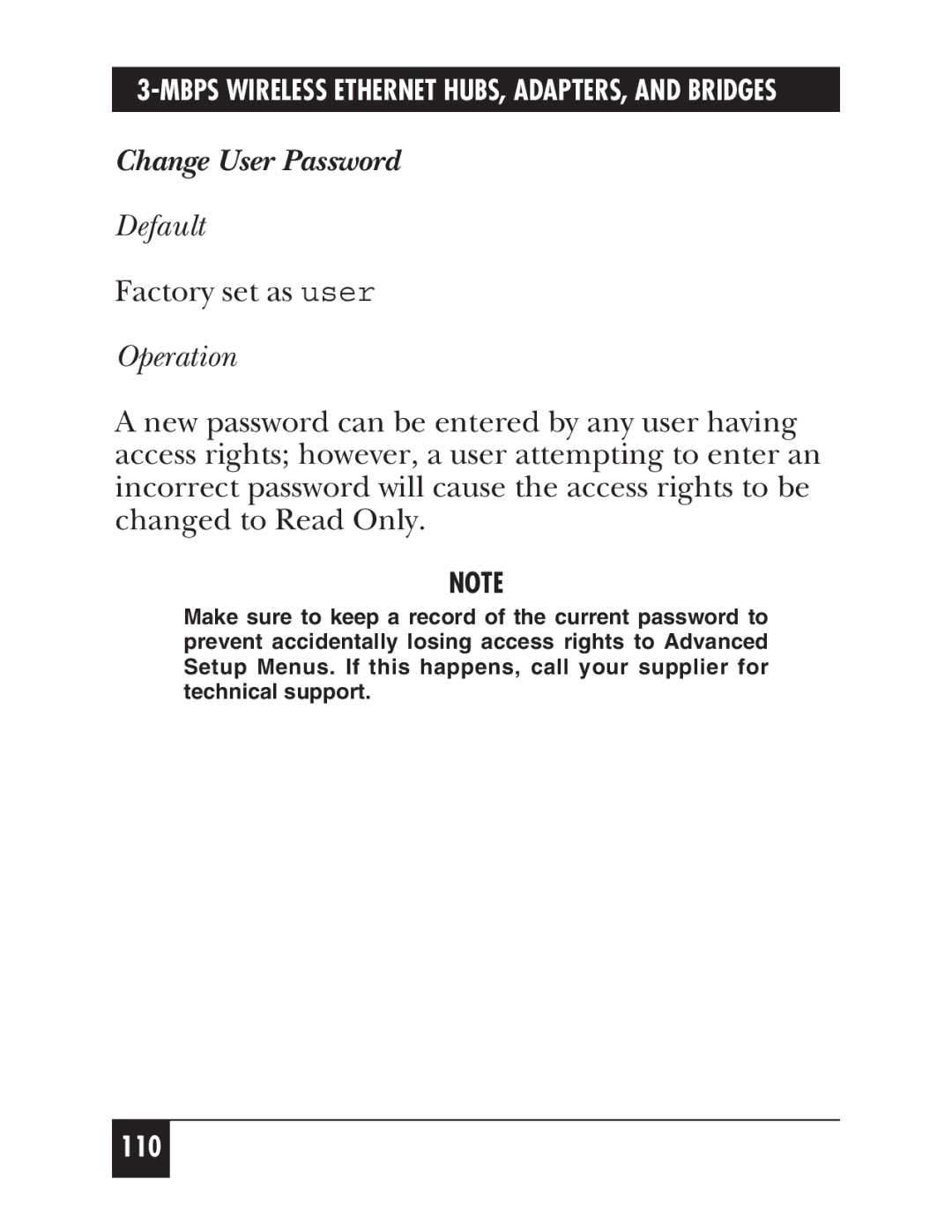 Black Box LW002A, LW012AE, LW011AE, LW008A, LW005A, LW009A, LW003A, LW004A, LW007A, LW010A, LW001A manual Change User Password 