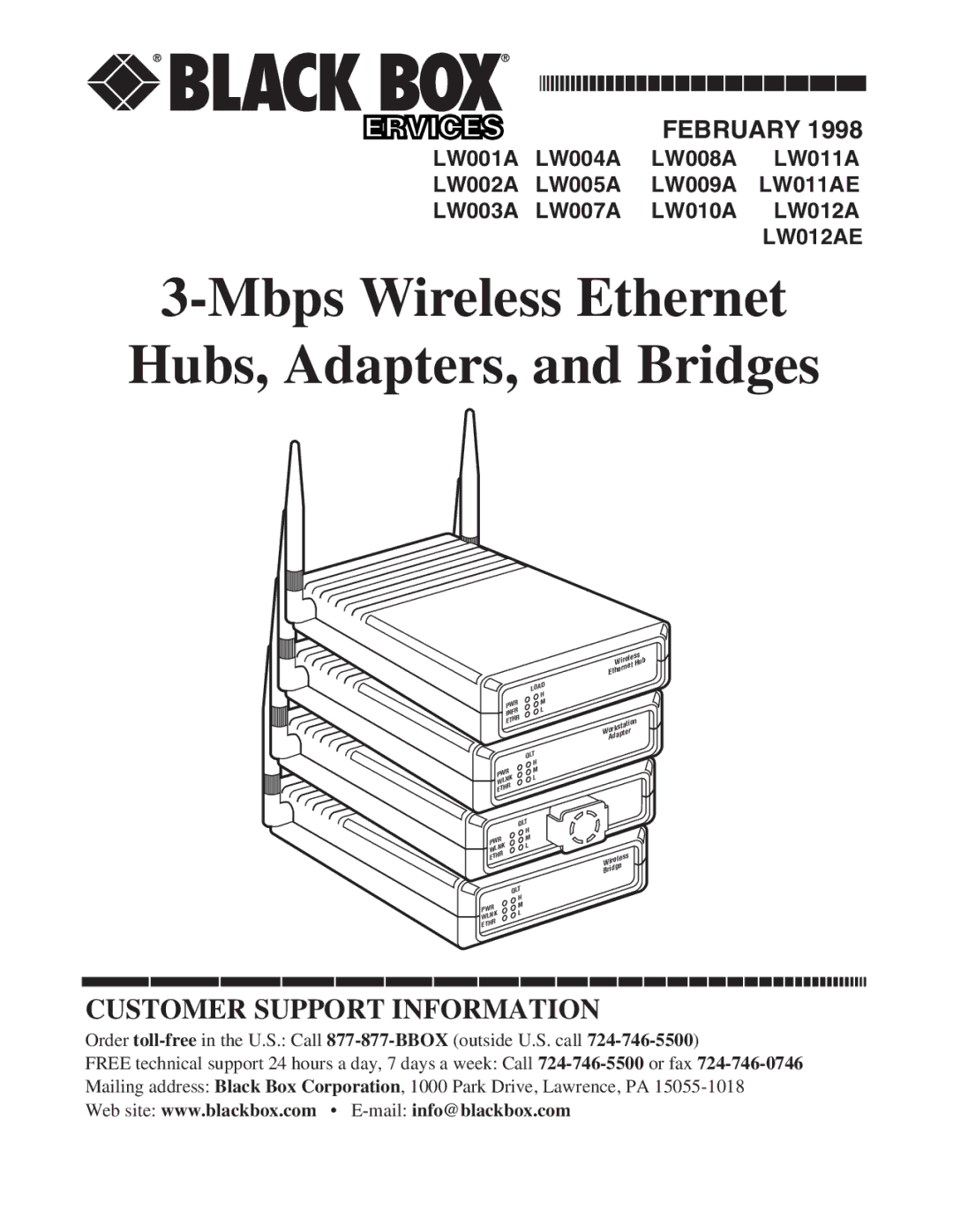 Black Box LW011AE, LW012AE, LW008A, LW005A, LW009A, LW003A, LW002A, LW004A, LW007A, LW010A, LW001A manual 