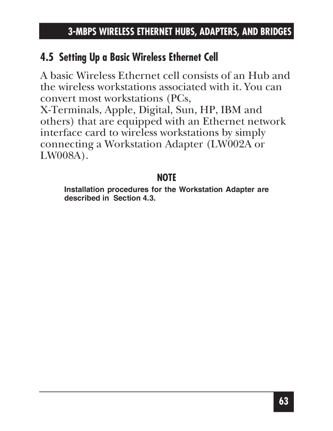 Black Box LW012AE, LW011AE, LW008A, LW005A, LW009A, LW003A, LW002A, LW004A, LW007A Setting Up a Basic Wireless Ethernet Cell 