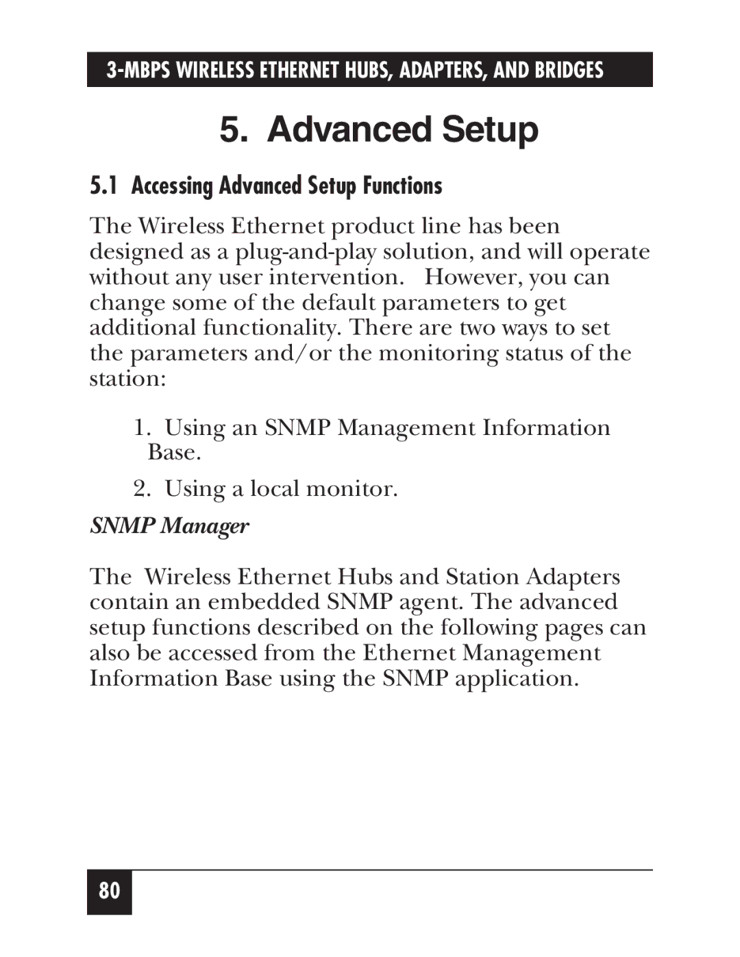 Black Box LW008A, LW012AE, LW011AE, LW005A, LW009A, LW003A, LW002A, LW004A Accessing Advanced Setup Functions, Snmp Manager 