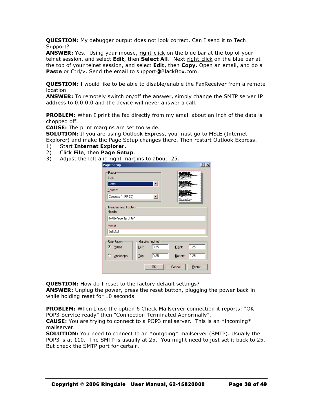 Black Box MC200A, Black Box Network Services FaxReceiver user manual 