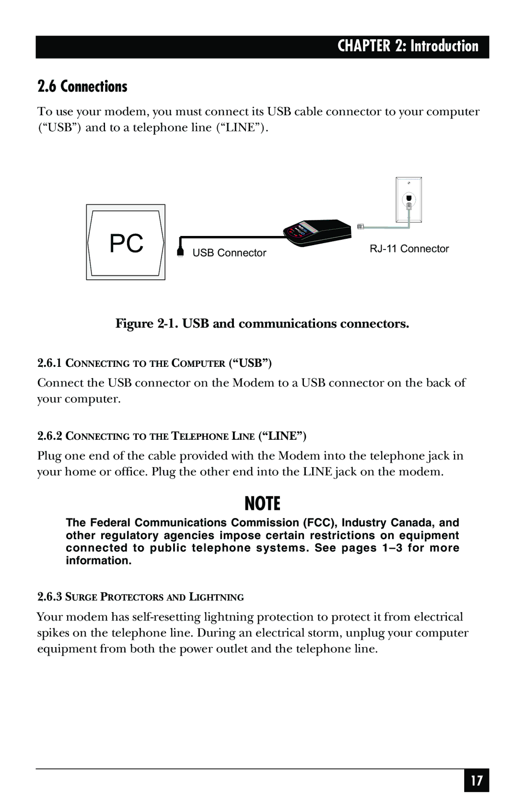 Black Box MD403A user manual Connections, USB and communications connectors 