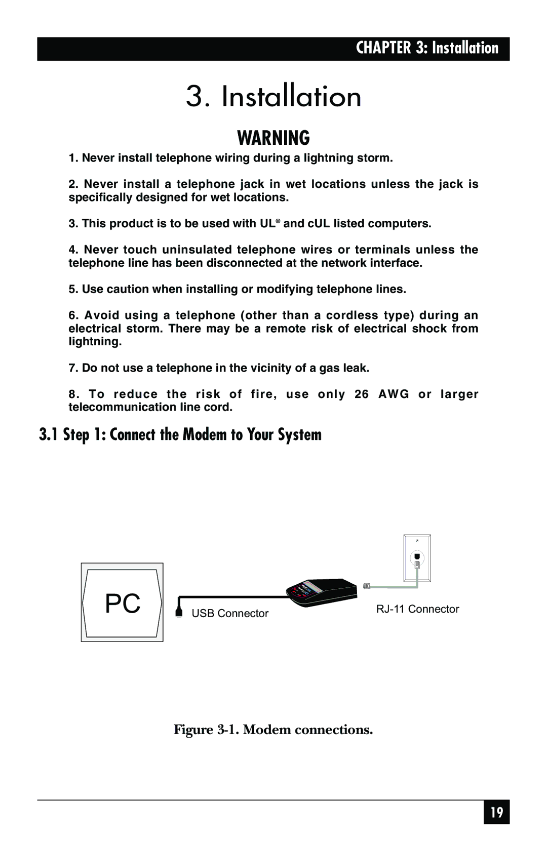 Black Box MD403A user manual Installation, Connect the Modem to Your System 