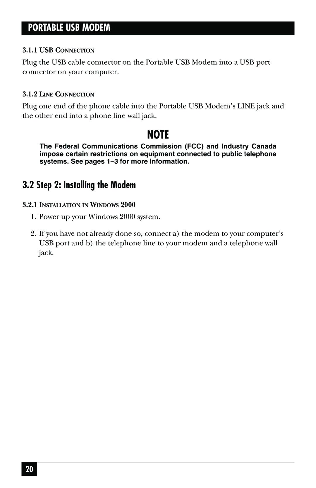 Black Box MD403A user manual Installing the Modem 