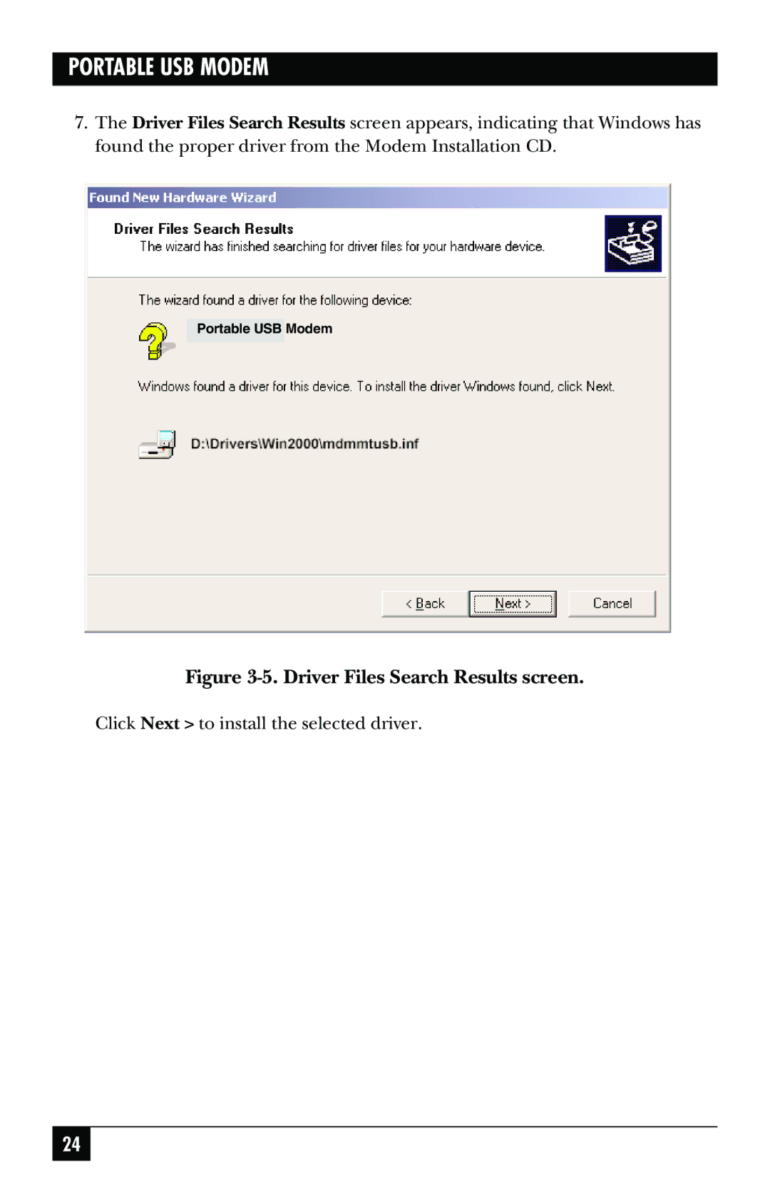 Black Box MD403A user manual Driver Files Search Results screen 