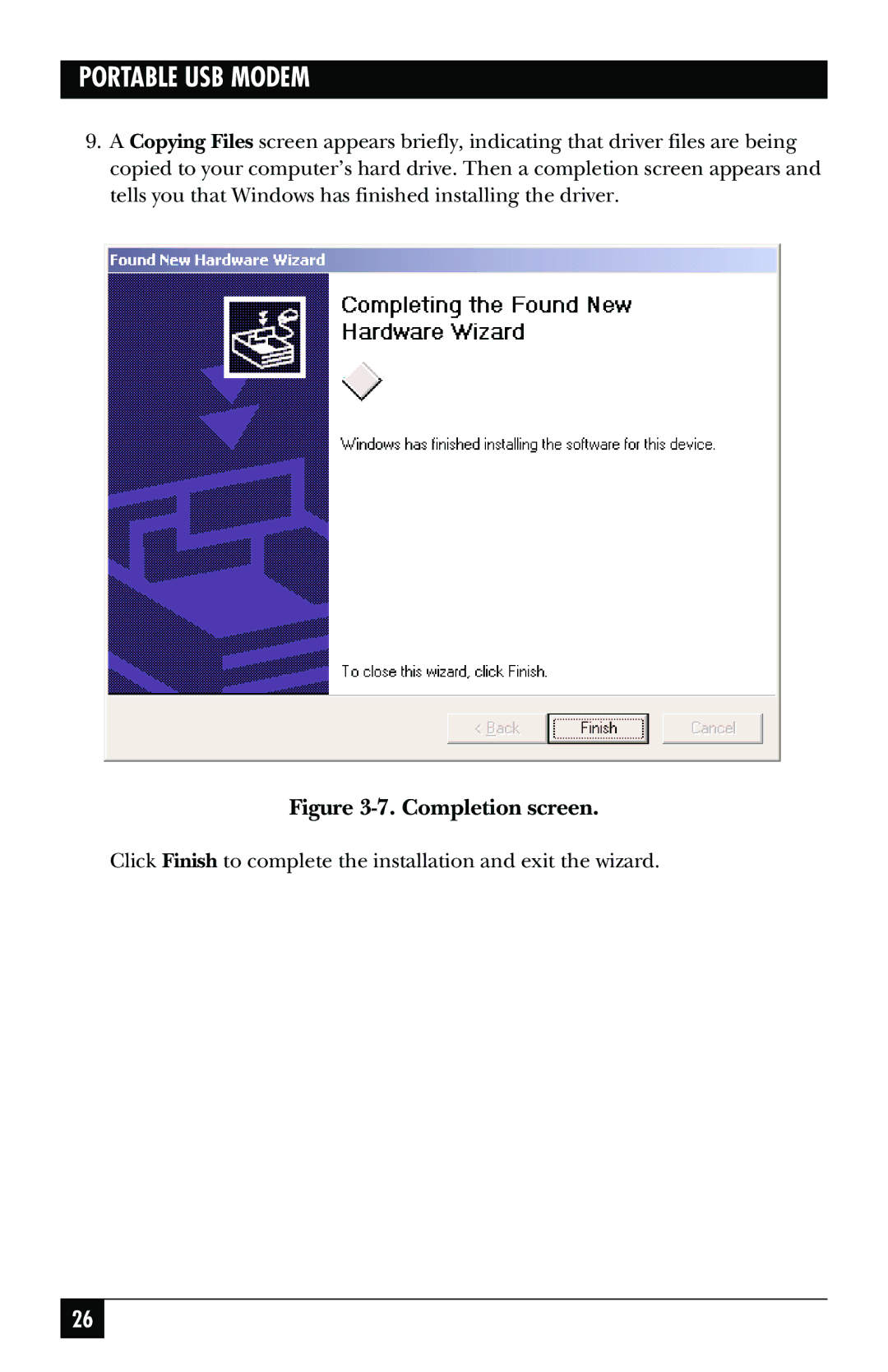 Black Box MD403A user manual Completion screen 