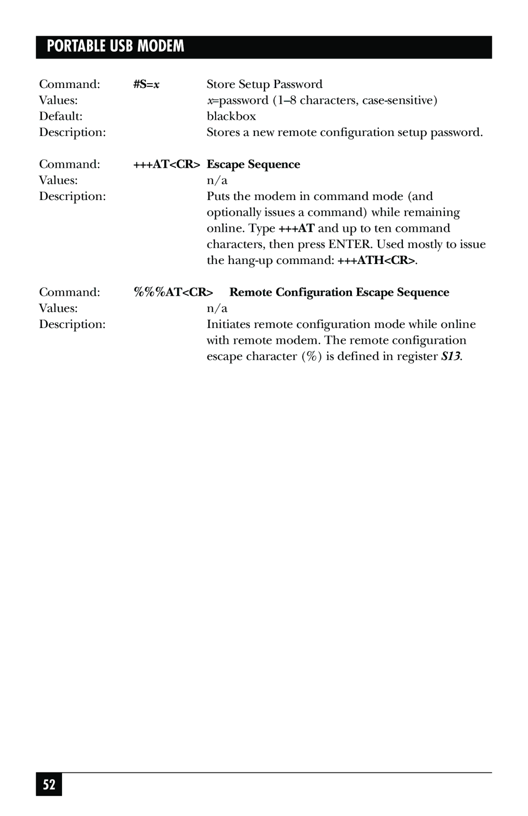 Black Box MD403A user manual #S=x, +++ATCR Escape Sequence, Atcr Remote Configuration Escape Sequence 