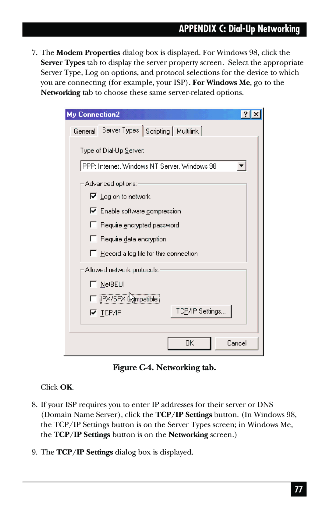 Black Box MD403A user manual Figure C-4. Networking tab 