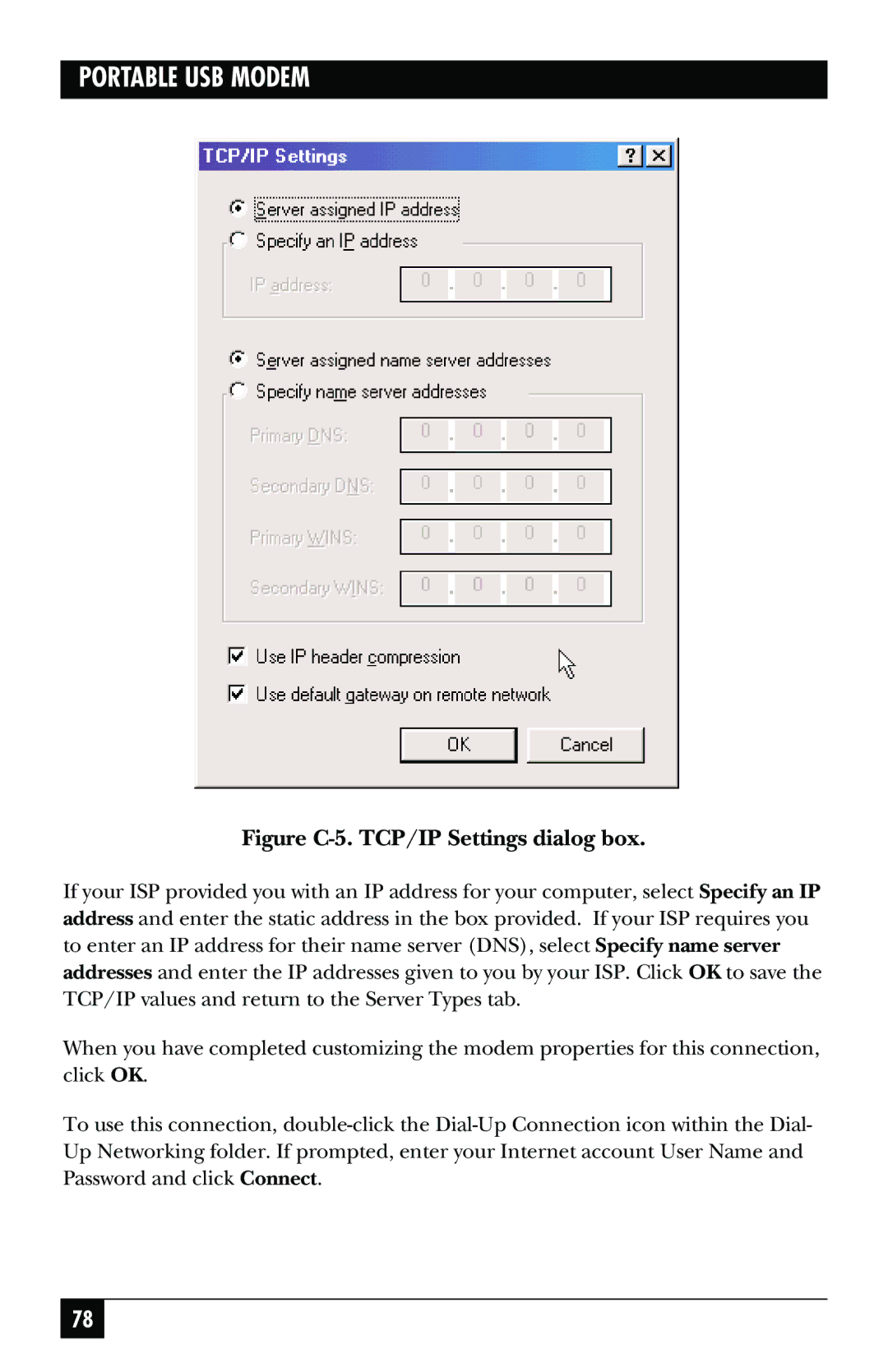 Black Box MD403A user manual Figure C-5. TCP/IP Settings dialog box 