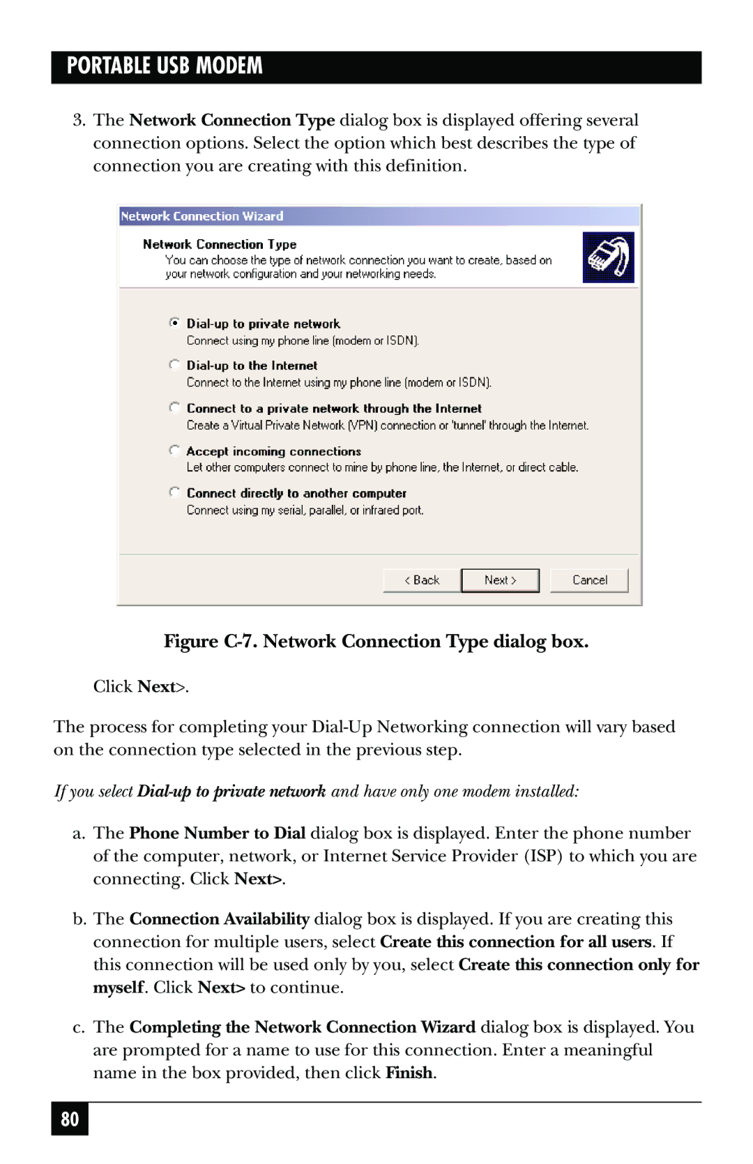 Black Box MD403A user manual Figure C-7. Network Connection Type dialog box 