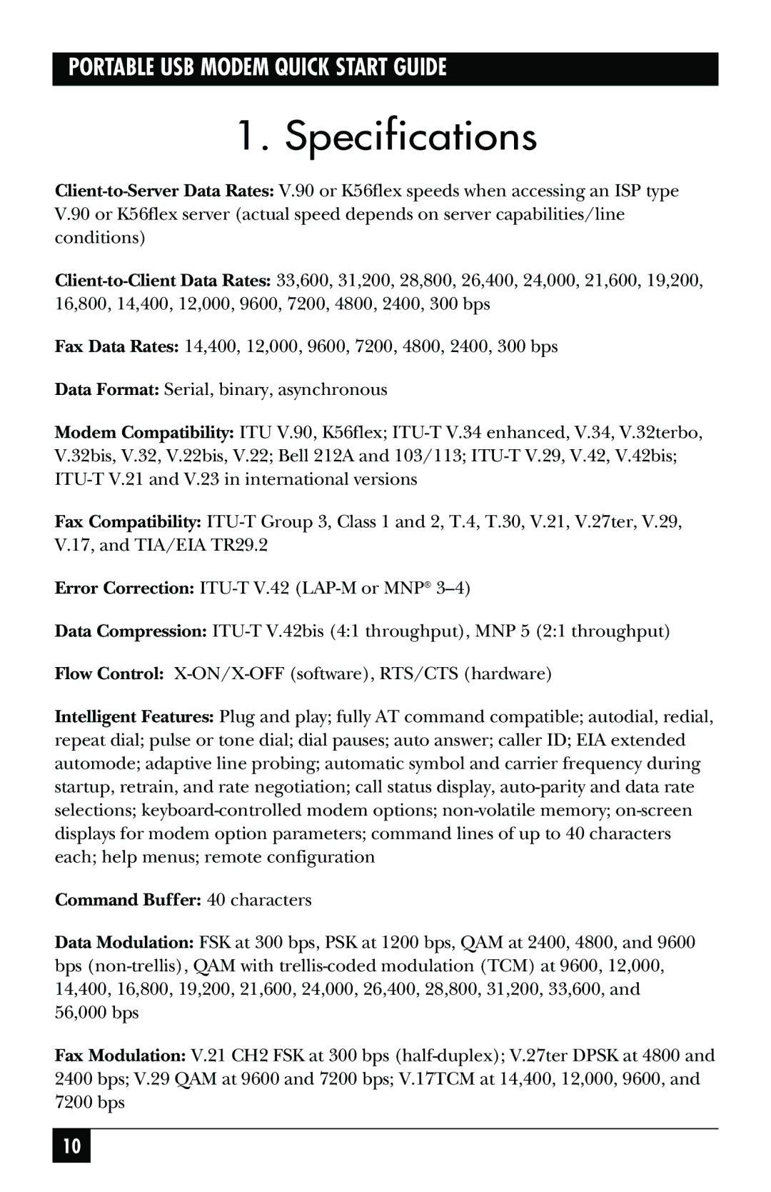 Black Box MD403A quick start Specifications, Command Buffer 40 characters 