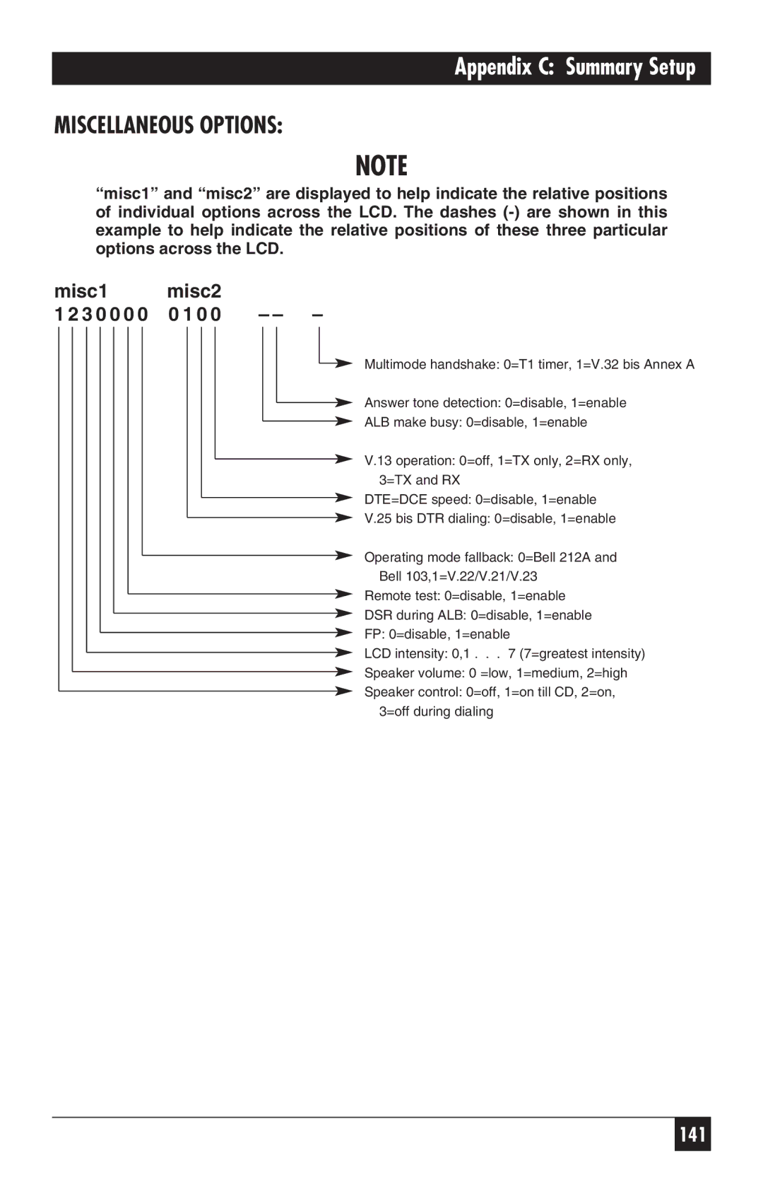 Black Box MD885A-R3, MD885AE-R2, MD885C-R2, 34336 user manual Miscellaneous Options, Misc1 Misc2 