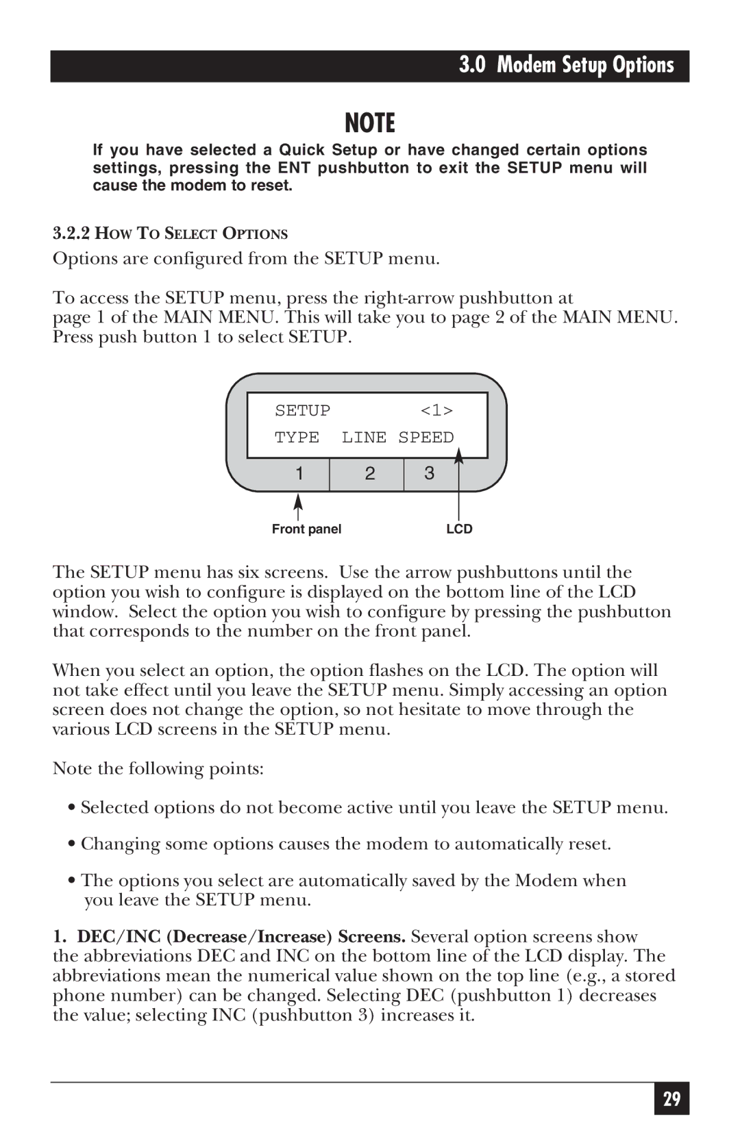 Black Box MD885A-R3, MD885AE-R2, MD885C-R2, 34336 user manual Setup Type Line Speed 