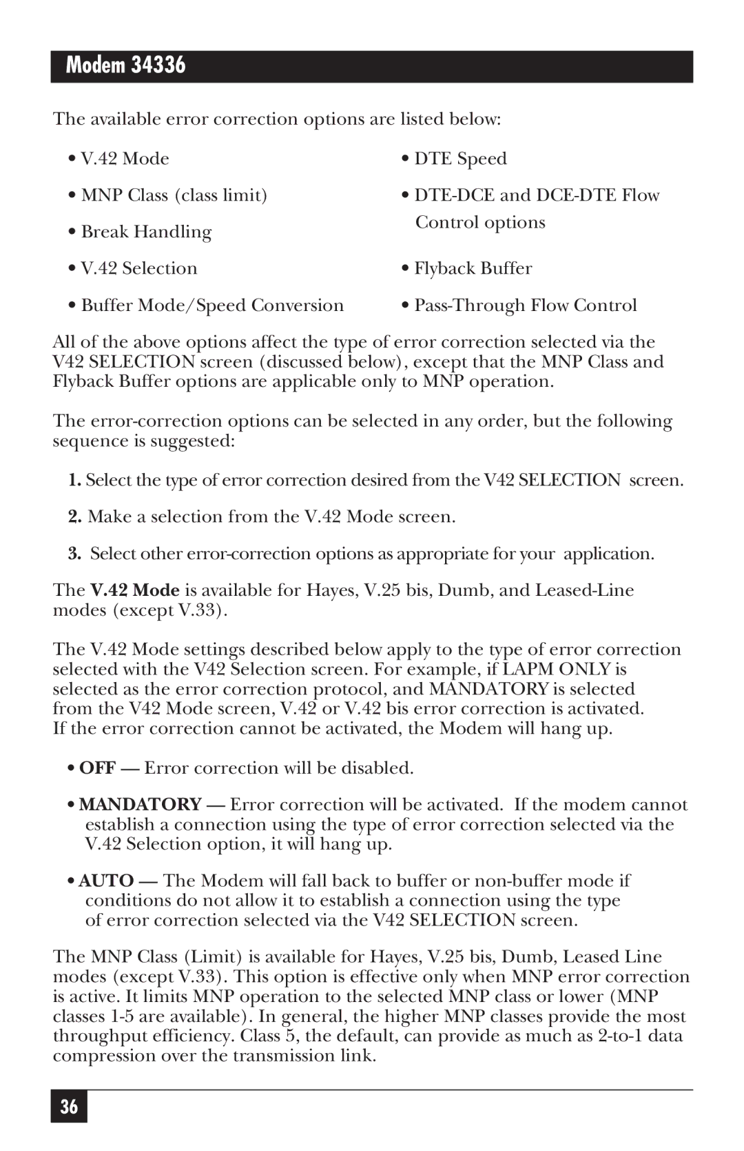 Black Box MD885C-R2, MD885AE-R2, MD885A-R3, 34336 user manual Modem 