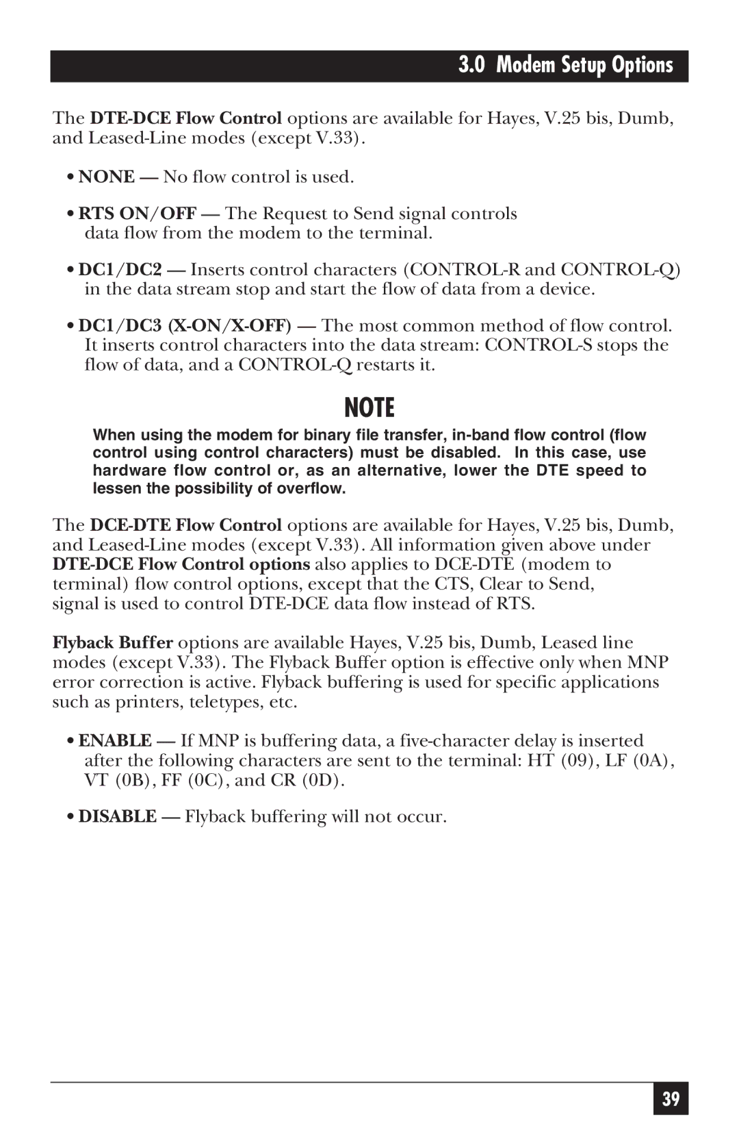 Black Box MD885AE-R2, MD885C-R2, MD885A-R3, 34336 user manual Modem Setup Options 