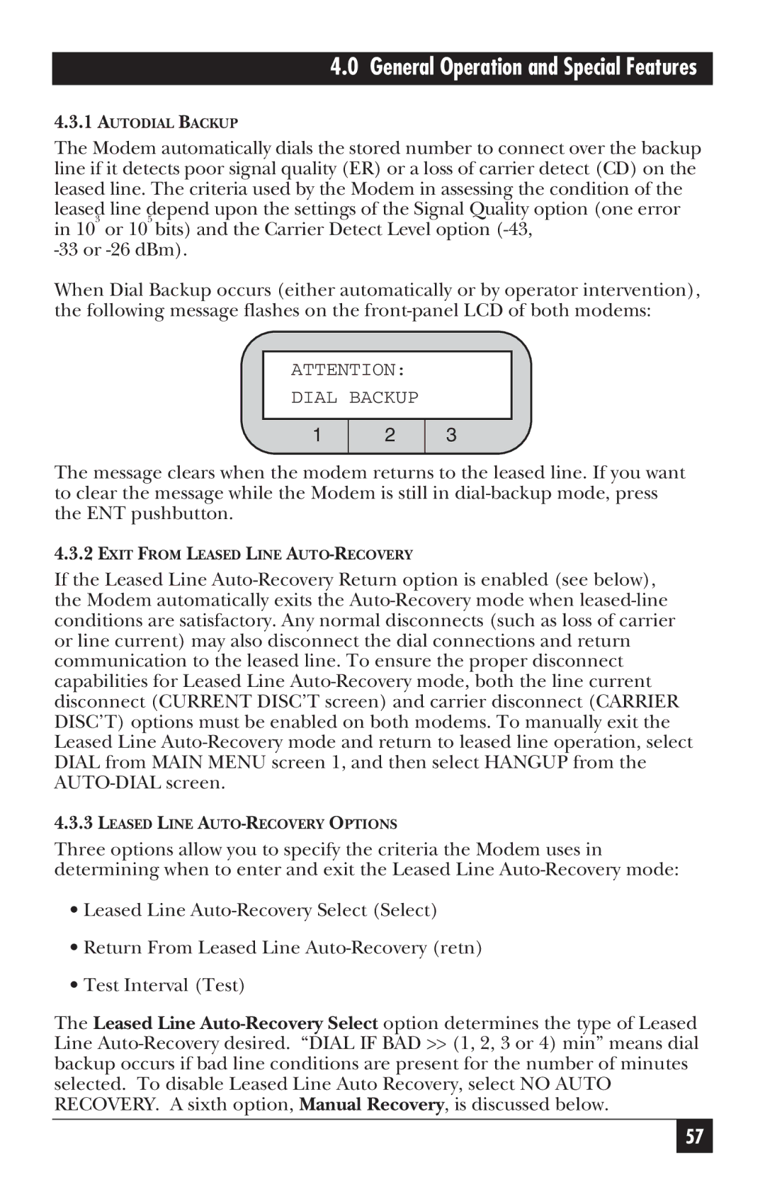 Black Box MD885A-R3, MD885AE-R2, MD885C-R2, 34336 user manual Dial Backup 