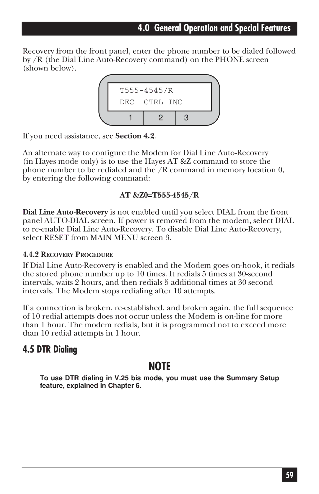 Black Box MD885AE-R2, MD885C-R2, MD885A-R3, 34336 user manual DTR Dialing, AT &Z0=T555-4545/R 