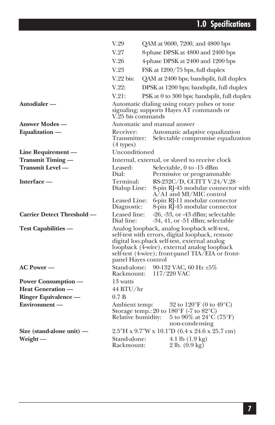 Black Box MD885AE-R2, MD885C-R2, MD885A-R3, 34336 user manual Specifications 