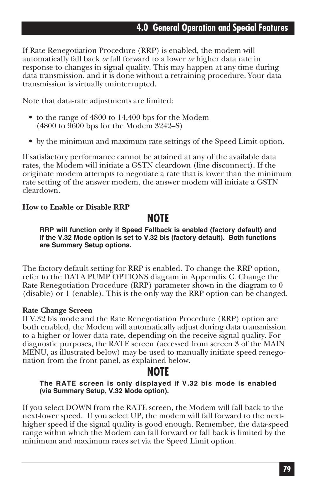 Black Box MD885AE-R2, MD885C-R2, MD885A-R3, 34336 user manual How to Enable or Disable RRP, Rate Change Screen 