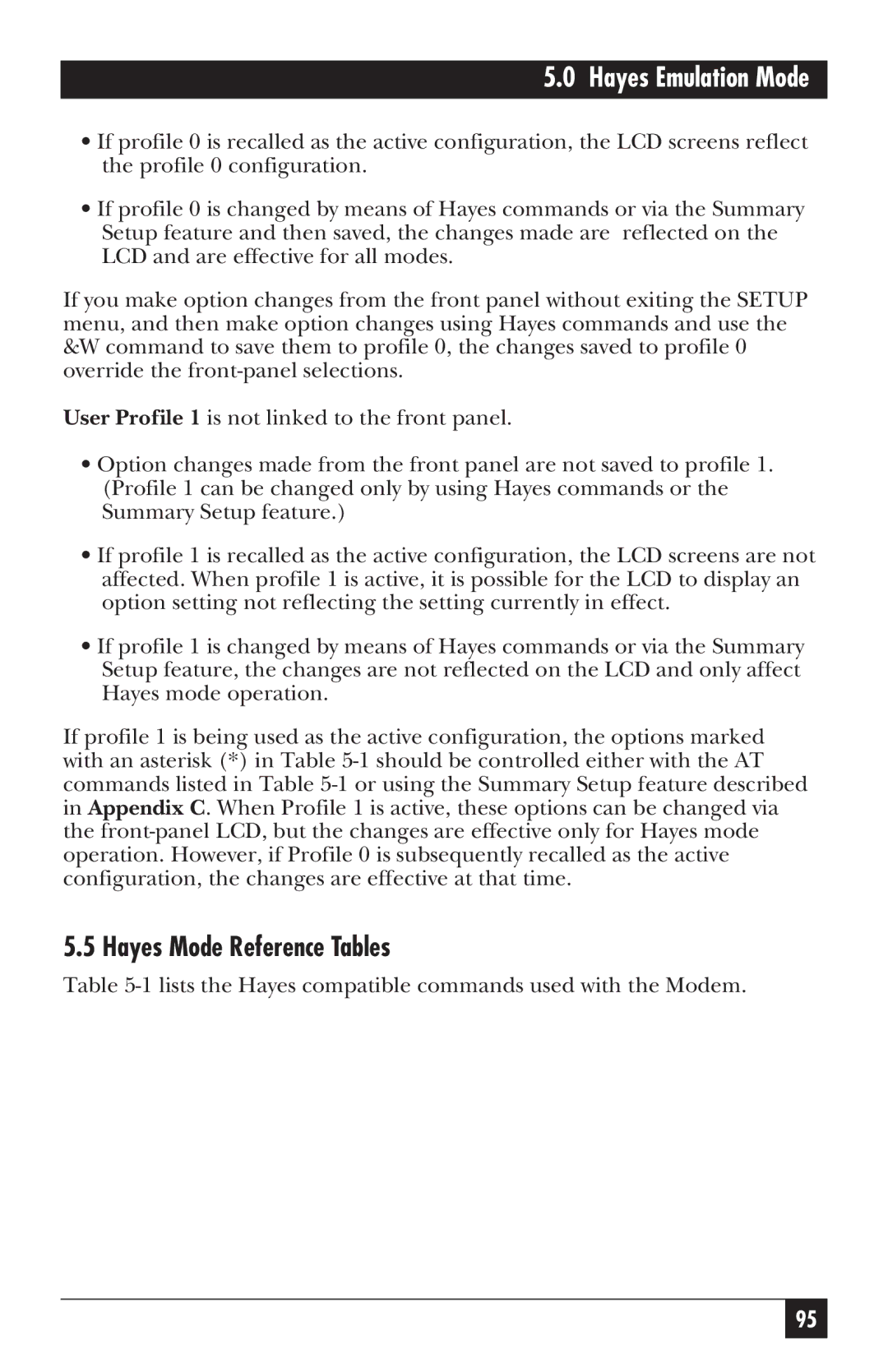 Black Box MD885AE-R2, MD885C-R2, MD885A-R3, 34336 user manual Hayes Mode Reference Tables 