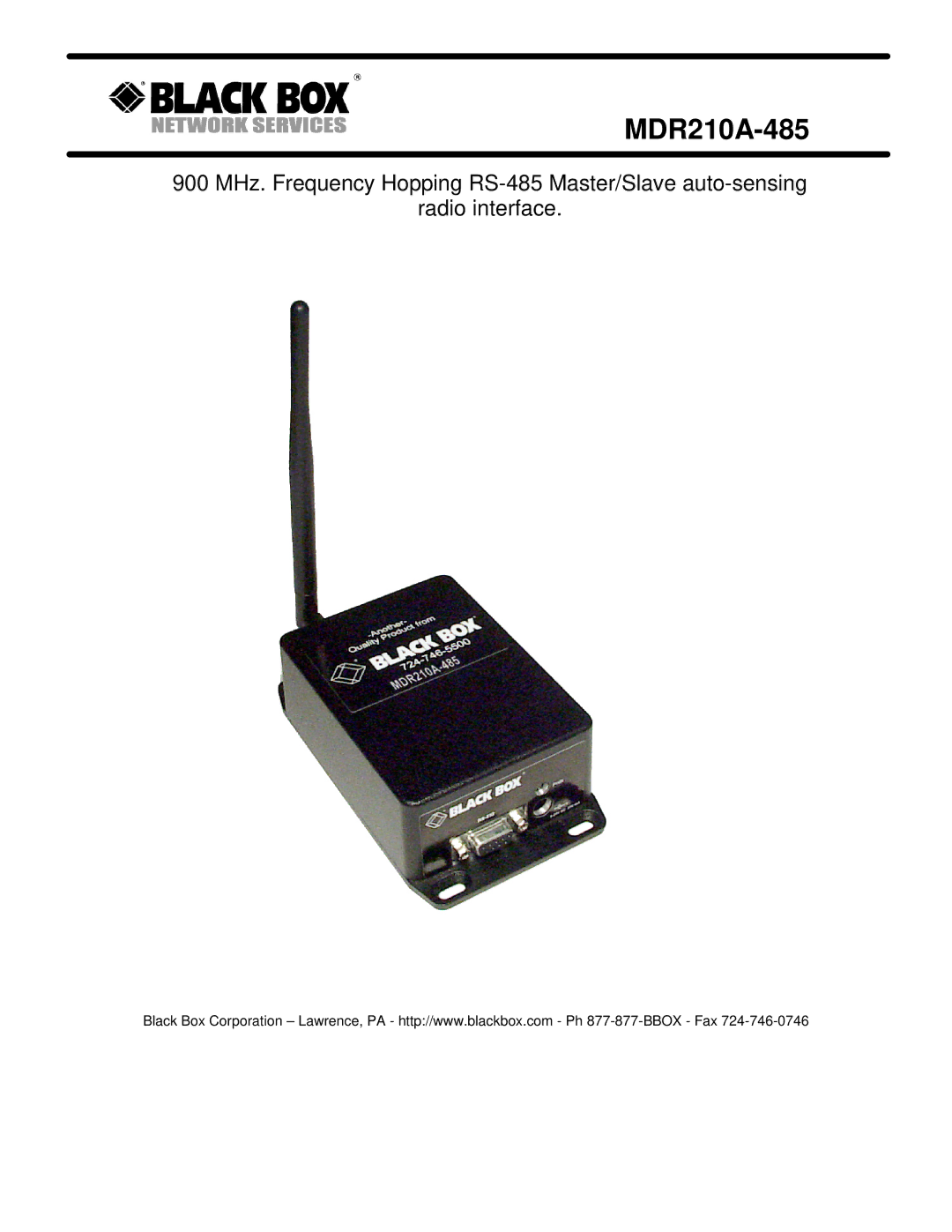 Black Box MDR210A-485 manual 