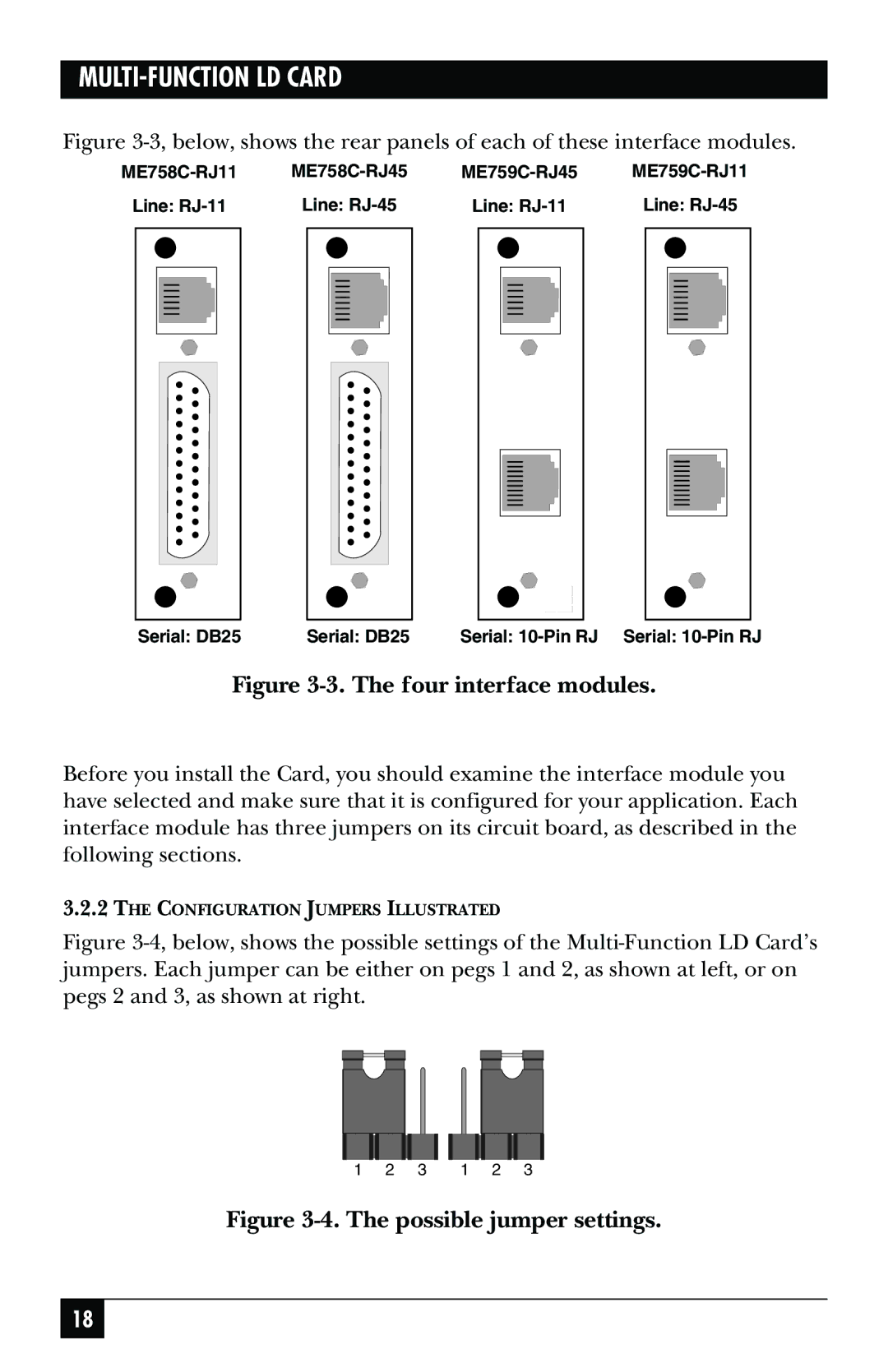 Black Box ME758C-RJ11, ME758C-RJ45, ME759C-RJ45, May-95, ME759C-RJ11 manual Four interface modules 