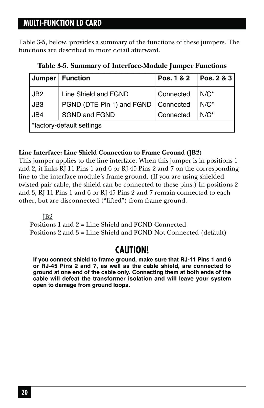 Black Box ME759C-RJ45, ME758C-RJ45, May-95, ME759C-RJ11, ME758C-RJ11 manual Summary of Interface-Module Jumper Functions 