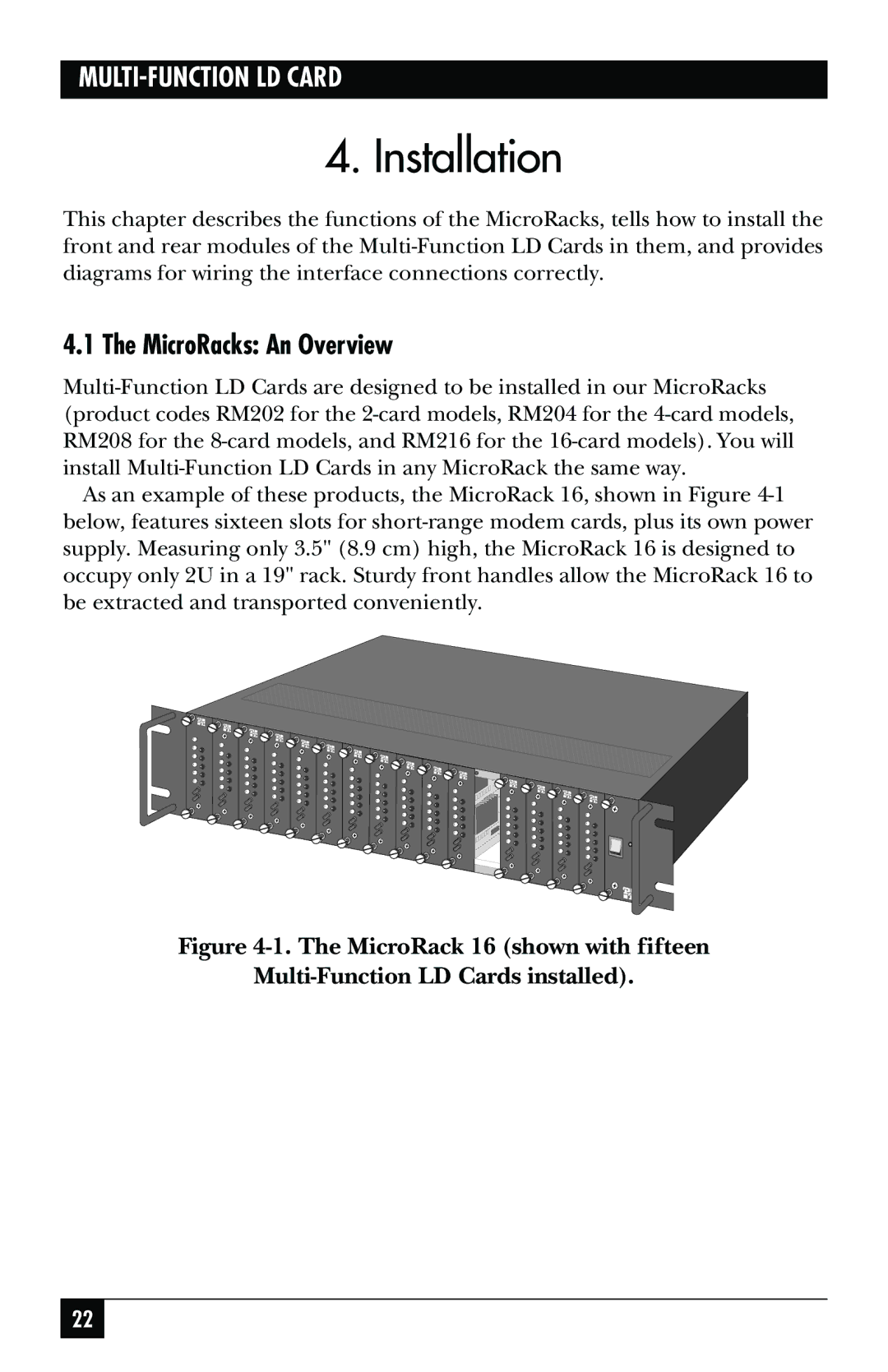 Black Box ME759C-RJ11, ME758C-RJ45, ME759C-RJ45, May-95, ME758C-RJ11 manual Installation, MicroRacks An Overview 